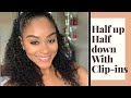 HALF UP HALF DOWN USING CLIP -INS/ THE FLIP METHOD/NO LEAVE OUT 👀