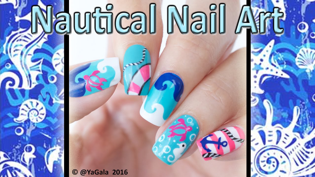 10. Teal and Navy Blue Nautical Nail Art - wide 9