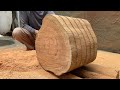 Creative solid wood processing  create a special table design from wood slices that anyone can make