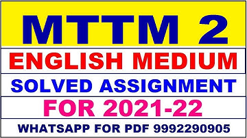 MTTM 2 Solved Assignment 2021-22 in ENGLISH | MTM 2 Solved Assignment 2021-22 | MTTM 2 2022