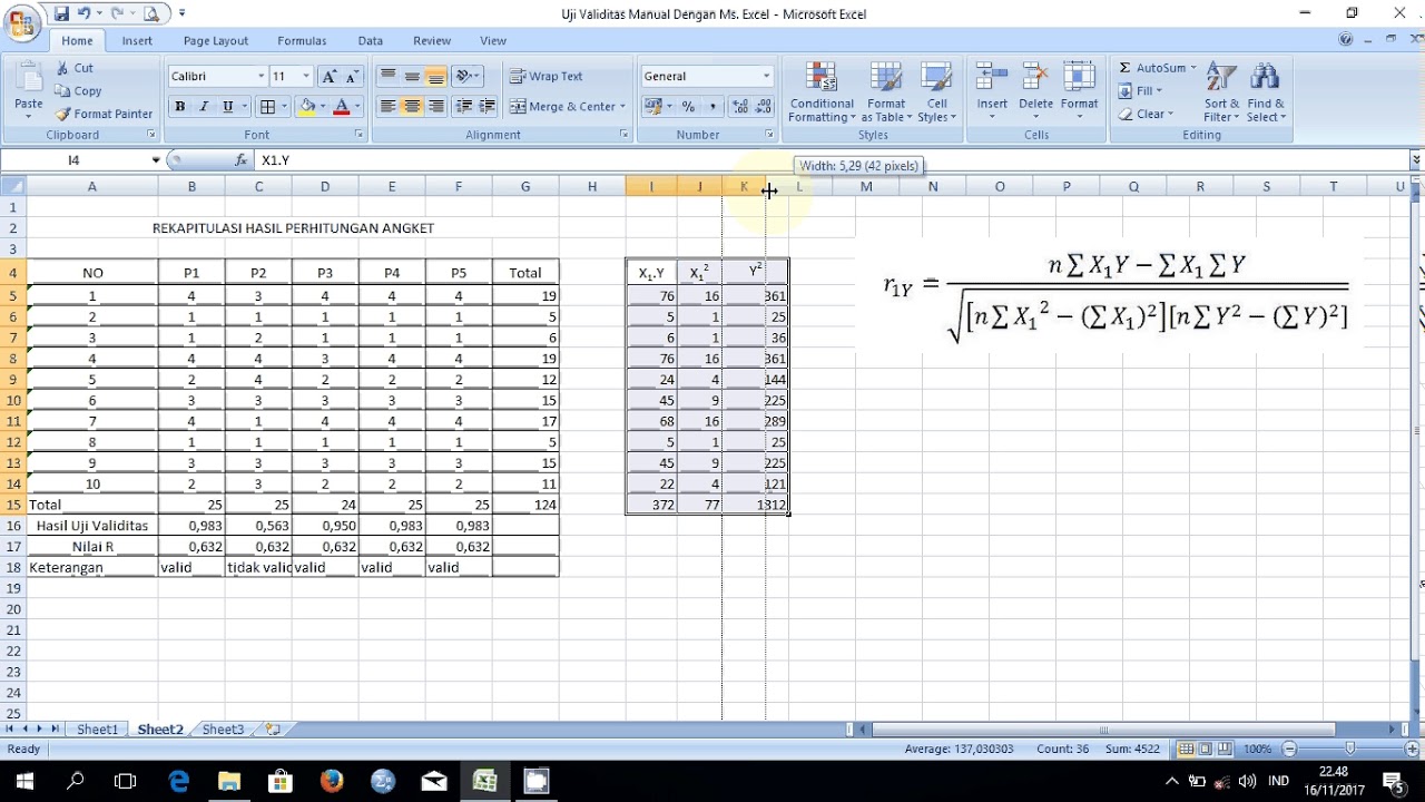 Cara Menghitung Validitas Soal Pilihan Ganda Dengan Excel