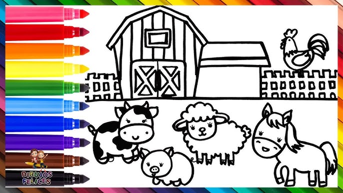 Dibuja y Colorea Una Granja Con Animales 🐮🐷🐔🐑🐴🌈 Dibujos Para Niños - YouTube una-granja-dibujo-para-colorear-e-imprimir