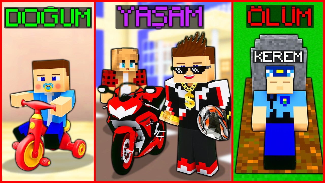 DOĞUMDAN ÖLÜME MOTORCU KEREM KOMİSER'İN HAYATI! 😱 -Minecraft