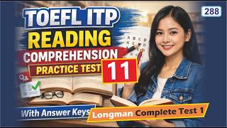 TOEFL ITP Reading Comprehension Practice Test TRY NOW | LONGMAN COMPLETE TEST ONE #toeflitp