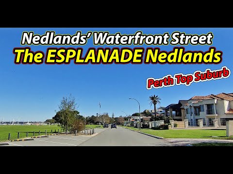 Driving 4K: Nice street along Swan River with Parks, House & Apartments | ESPLANADE Nedlands