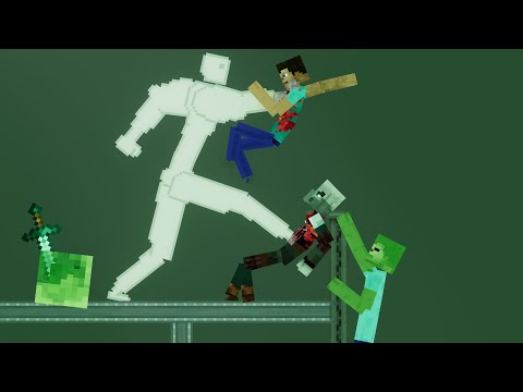 Minecraft Creatures Fight Against Buff Human In People Playground