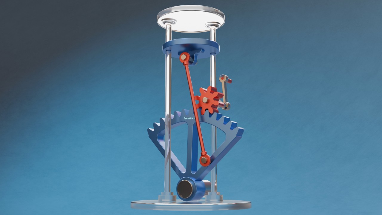 #133 Hand-Crank Pinion Sector Press Platen Drive – 507 Mechanical Movements 3D Animation