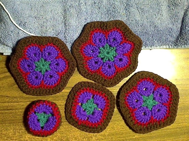 African Flower Tiles For Crocheted