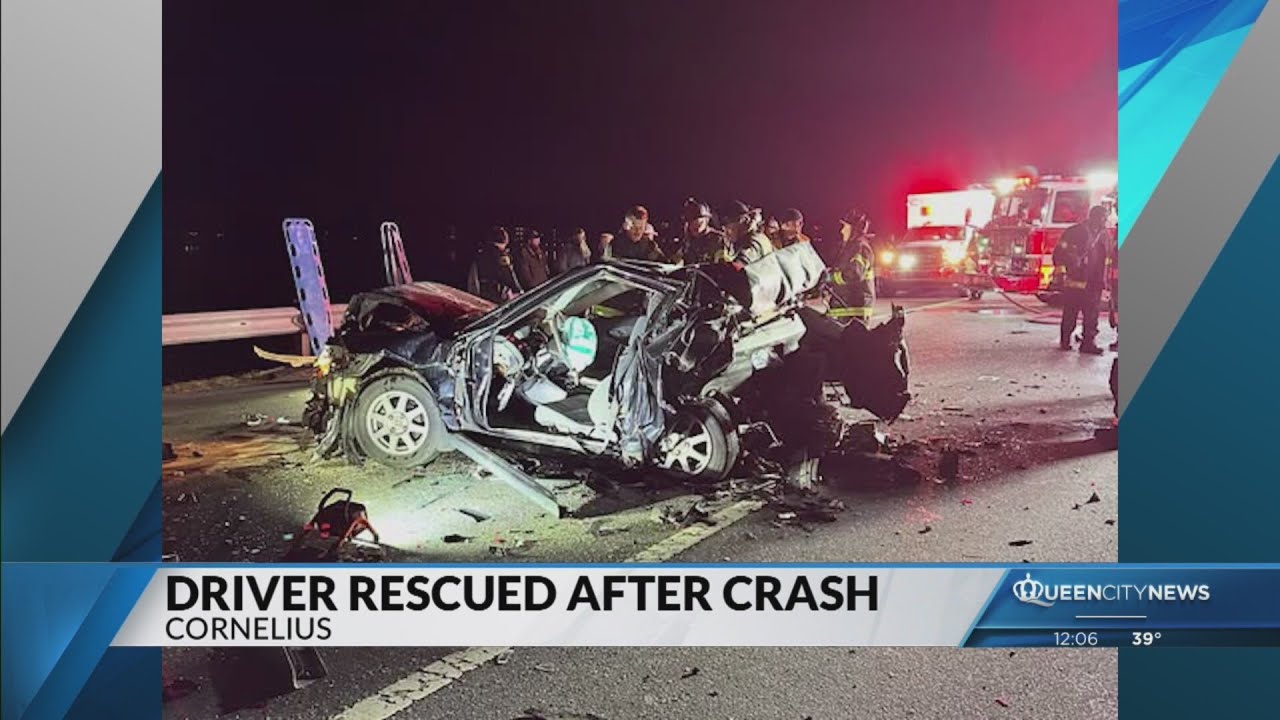 One person trapped in overnight Cornelius crash - YouTube