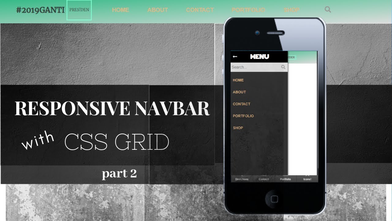 Responsive Navbar HTMLdan CSS only [CSS Grid] part 2 - YouTube