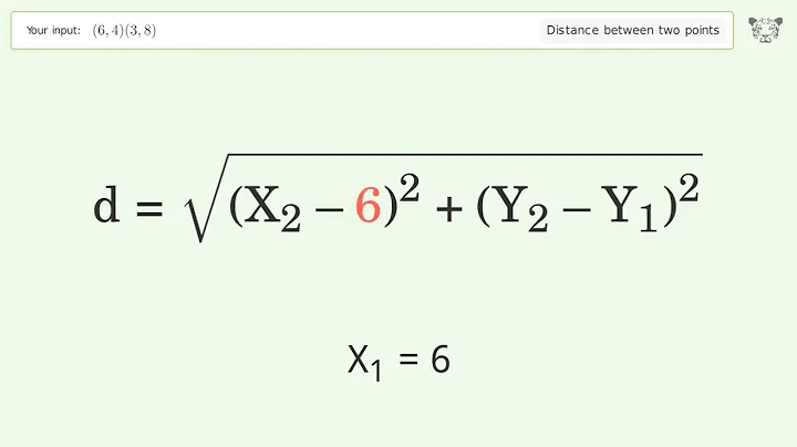 Find the distance between two points p1 (6,4) and p2 (3,8): Step-by-Step Video Solution