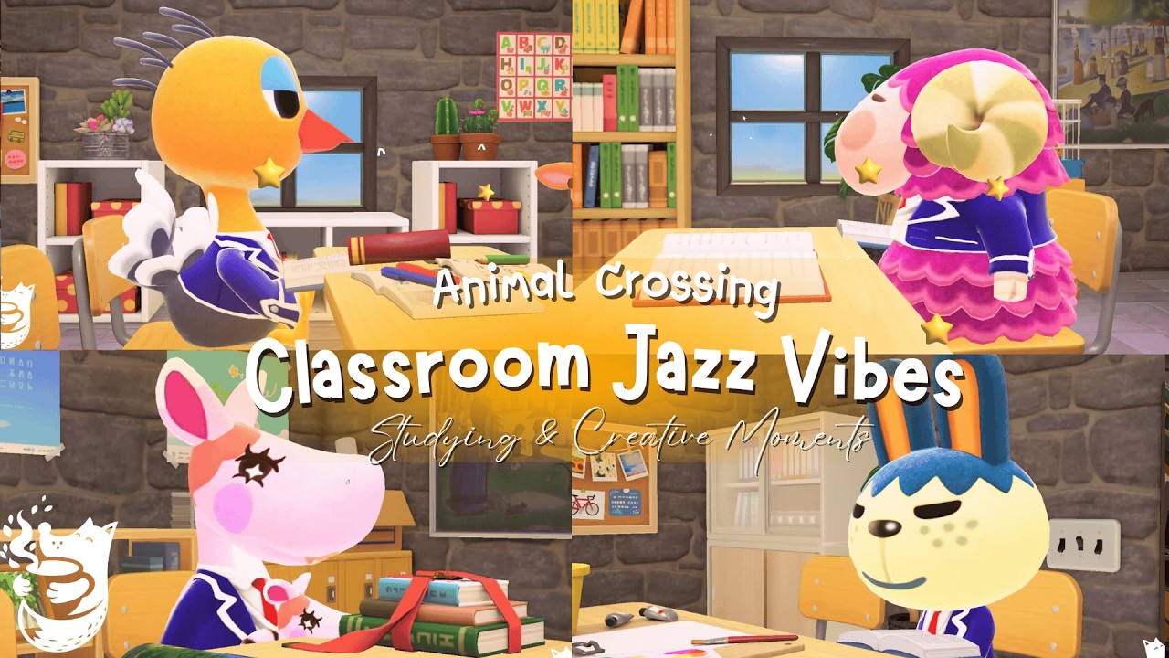 Animal Crossing Classroom Jazz Vibes 📚🎨 | Studying & Creative Moments with Your Favorite Villagers
