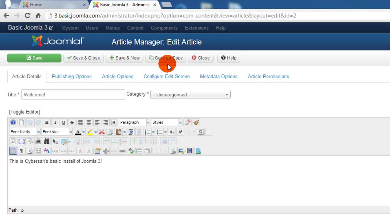 A Joomla 3 Tutorial on Saving, Making Copies and Dropping Changes When ...