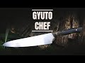 ✔Knife Making - Double Beveled GYUTO Kitchen knife w/ Stabilized wood handle