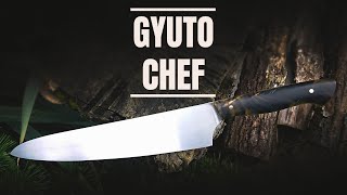 ✔Knife Making - Double Beveled GYUTO Kitchen knife w/ Stabilized wood handle by Barbershop Customs 30,852 views 4 years ago 11 minutes, 26 seconds