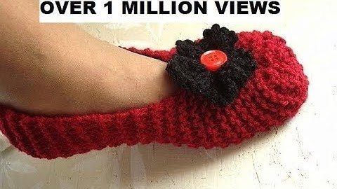 Knitted slippers for beginners, free knitting video for unisex slippers for men or women.