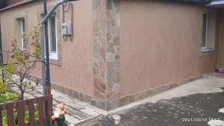 Шикарный фасад дома из плиточного клея своими руками