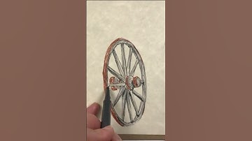 Wagon Wheel Leaning on a Fence #drawing #dailydoodle #shorts