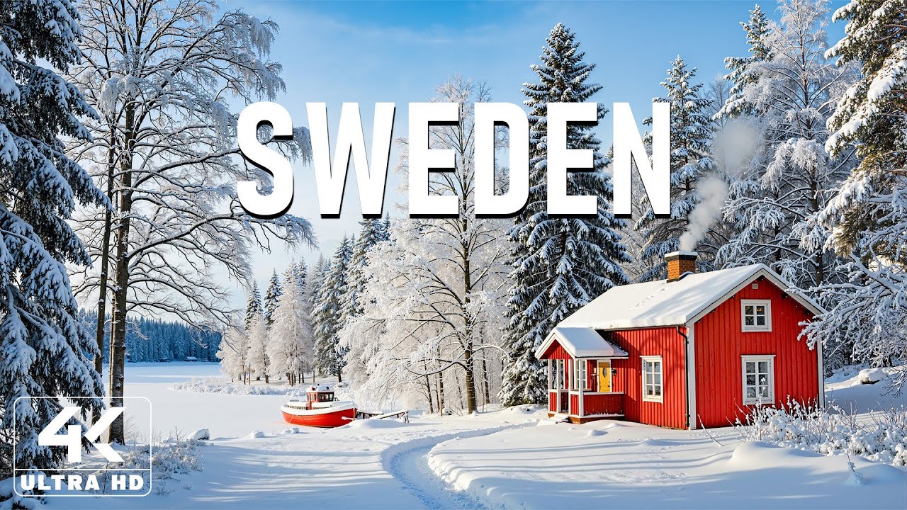 Winter in Sweden 4K ❄️ Snowy Nordic Villages, Frozen Lakes & Northern Lights