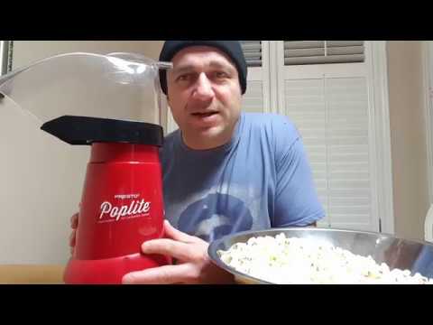 Testing out the Bella Hot Air Popcorn Maker. Mom won it in a