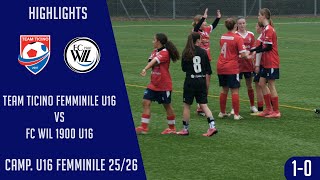 Team Ticino Femminile. U16 Vs Fc Wil 1900 U16 Camp. Femminile U16 2526