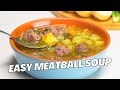 Homemade  hearty meatball soup in 30 minutes easy comfort food cooking recipe by always yummy