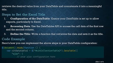 How to Set an Excel Title from a Specific Column Value in jQuery DataTables