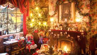 Ambience/ASMR: Victorian Parlour at Christmas (with Fireplace &amp; Snowfall), 5 Hours