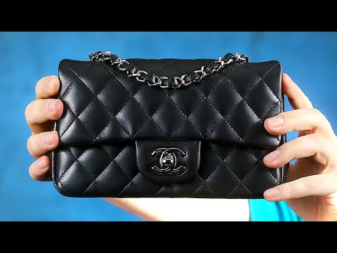 CHANEL bag Mini classic flap black caviar leather silver hardware