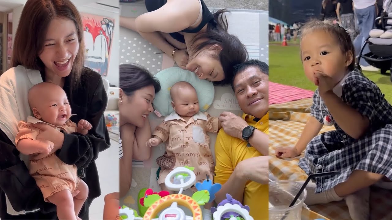 แม่มิวอุ้มน้องมาคินมาเล่นหน้ากระจก น้องมาคินหัวเราะกับตัวเองใหญ่เลยน่ารัก คุณตาอยากถ่ายรูปกับมาคิน