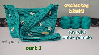 How to make a simple knitted sling bag for beginners by Umi Ghaisifa