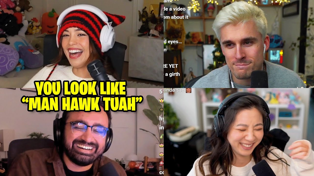 Valkyrae, Fuslie & Squeex make fun of Ludwig's Hair