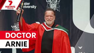 Arnold Schwarzenegger receives honorary doctorate in Belfast | 7NEWS