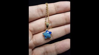 Liontin Batu Lapis Lazuli Lazuri Chrome Star Lucky Stone HQ 12mm C598