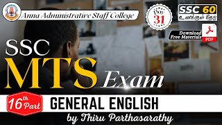 SSC MTS | Day - 31 | PART - 16 | GENERAL ENGLISH | Thiru. Parthasarathy