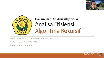 DESAIN ANALISIS ALGORITMA ANALISA EFISIENSI ALGORITMA REKURSIF
