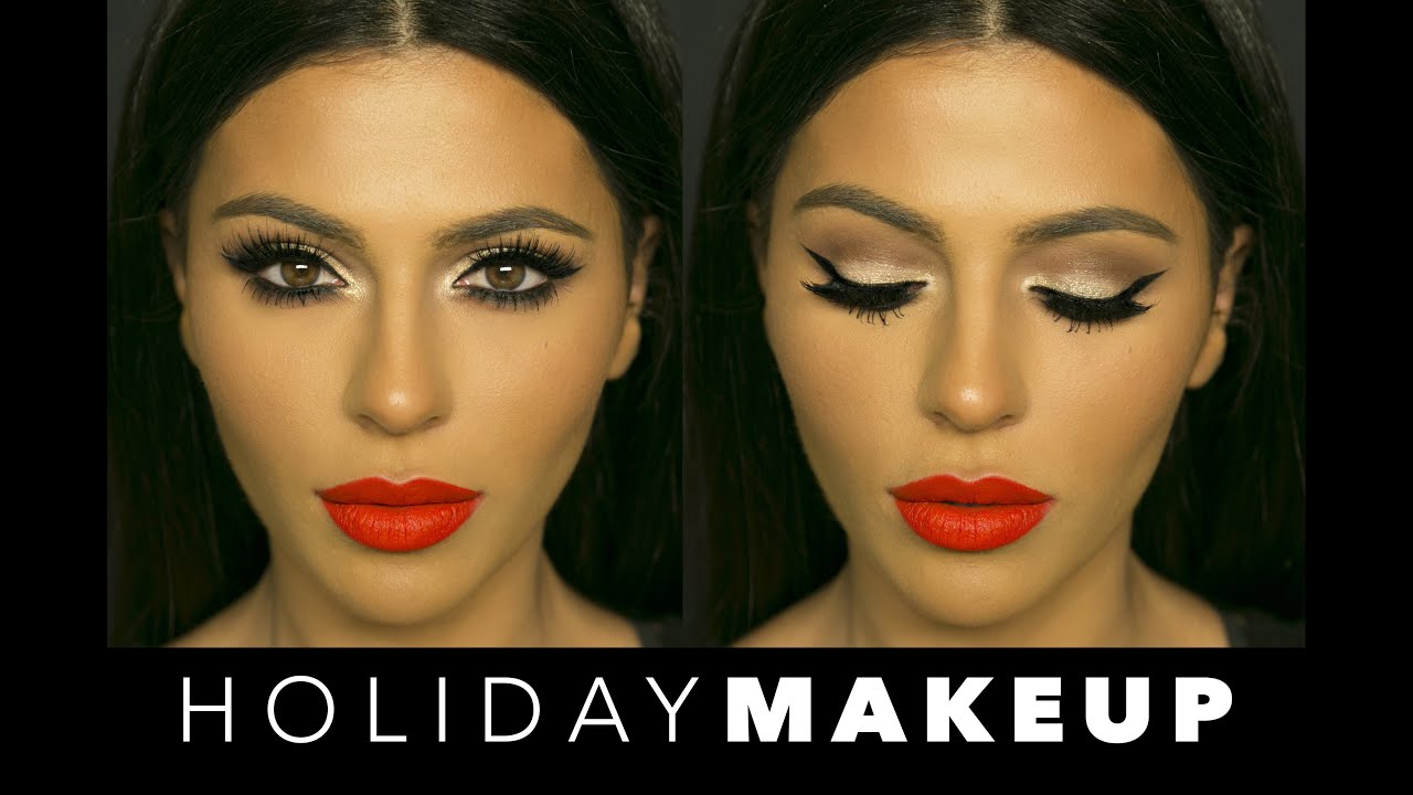 Holiday Makeup Winged Eyeliner Red Lips Teni Panosian YouTube