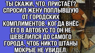 ты скажи, что, пристаёт?спросил жену поплывшую от городских комплиментов.