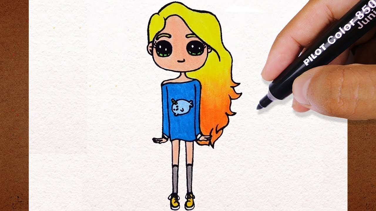 Desenhos Tumblr - Desenho Bonequinha Kawaii ♡Cabelo Loiro