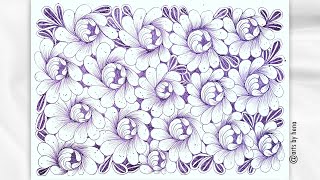 Draw With Me 🌸 Easy floral pattern _Step by step 🌸 Floral zentangle pattern