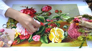 Hand Embroidery Art  Wild Rose Bush  ThuongEmbroidery