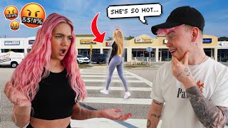 CHECKING OUT OTHER GIRLS IN FRONT OF MY GIRLFRIEND!! *She Cried*