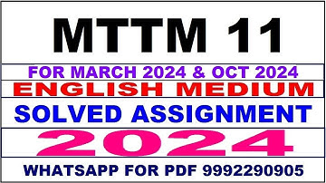 mttm 11 solved assignment 2024 | mttm 11 solved assignment in english 2023-24 | mttm 11 2024