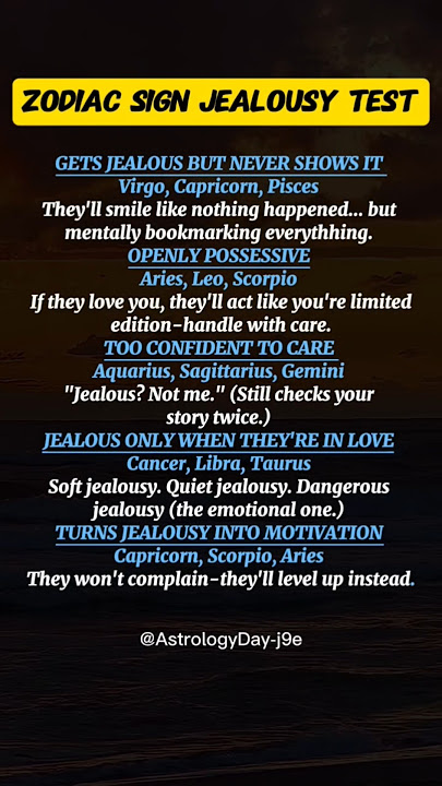 Zodiac Signs Jealousy Test | Most Jealous person #zodiac #zodiacsigns #astrology #horoscope #tarot