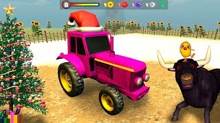 El tractor de la Granja perseguidos por el toro y el pollito (modo Navidad) screenshot 4