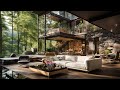Serenity of the Forest from the Rooftop Cabin With Smooth Piano Jazz Instrumental Music 🌳 Jazz BGM