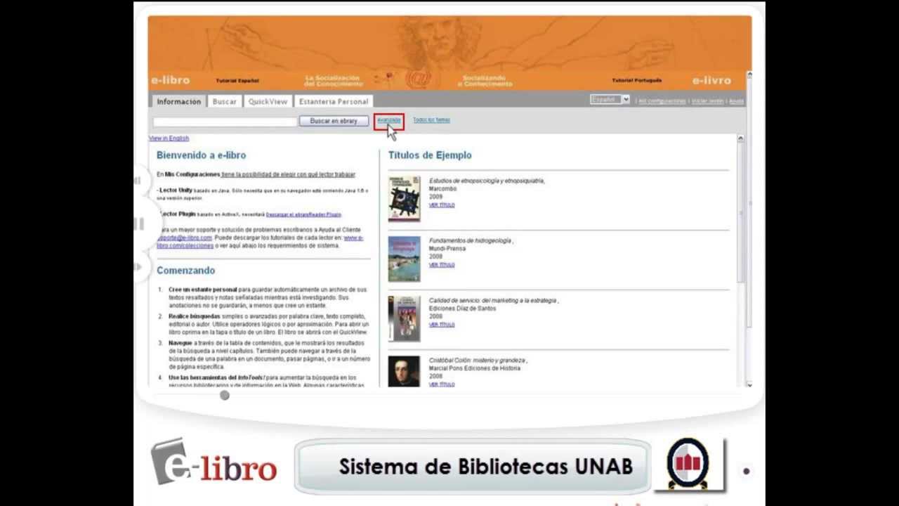 Sistema Bibliotecas UNAB - Tutorial e-Libro - YouTube