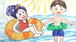 step beach draw painting sunset