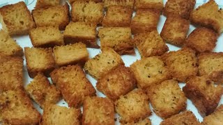 Homemade Crispy and Crunchy Bread Croutons for Soup and Salad | Croutons | Croutons Recipe