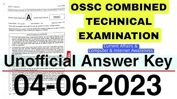 OSSC COMBINE TECHNICAL|Unofficial Answer Key |04-06-2023|Odisha Exam|Odisha SSC CTS